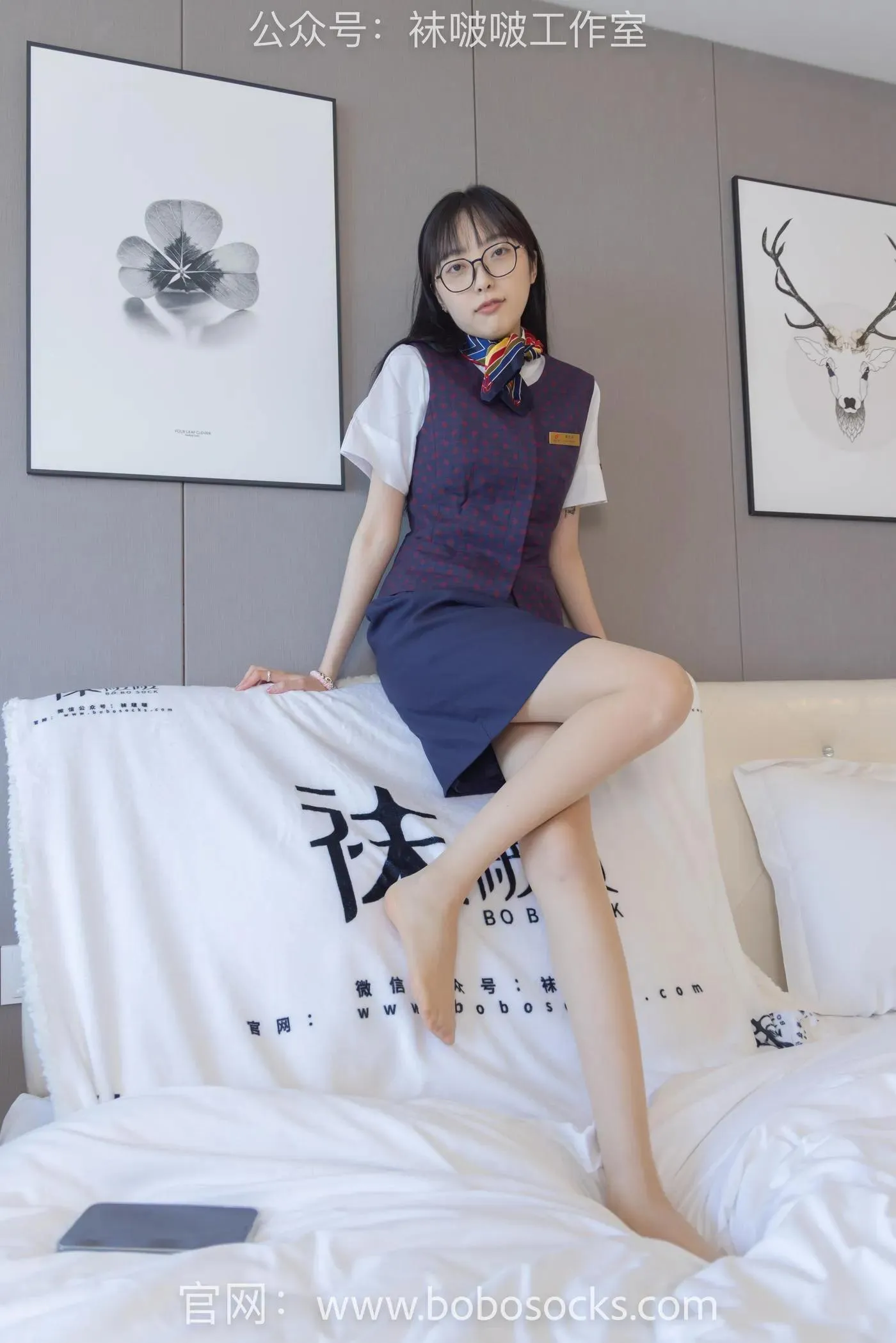 [BoBoSocks袜啵啵]NO.115 稚予-平底鞋、肉丝、空姐制服 [136P]插图9